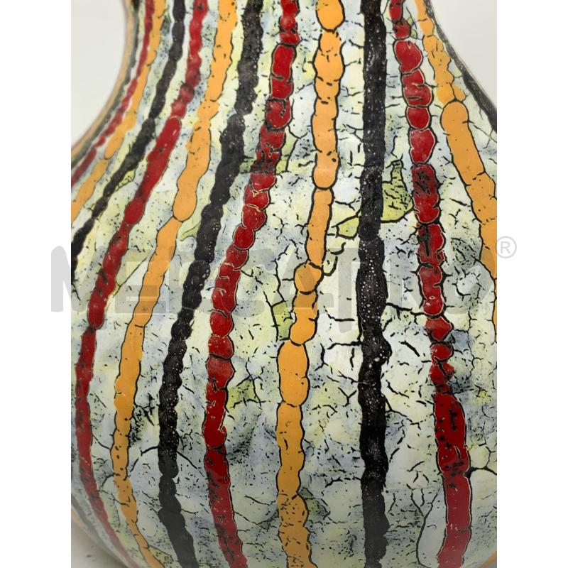VASO CARAFFA CERAMICA SAM DEC LINEE ROSSE GIALLE NERE FONDO BIANCO | Mercatino dell'Usato Roma re di roma 5