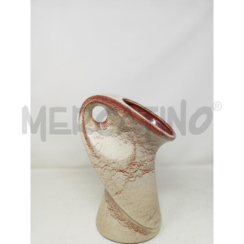 VASO CERAMICA 1 MANICO TONDO BIANCO ROSSO  | Mercatino dell'Usato Roma re di roma 2
