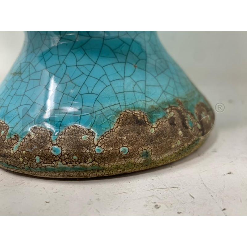 VASO CERAMICA COPPA SMALTO AZZURRO 2 MANICI NODO | Mercatino dell'Usato Roma re di roma 2