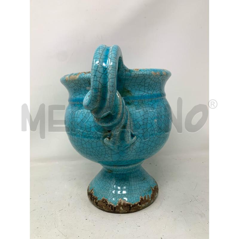 VASO CERAMICA COPPA SMALTO AZZURRO 2 MANICI NODO | Mercatino dell'Usato Roma re di roma 3