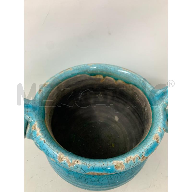 VASO CERAMICA COPPA SMALTO AZZURRO 2 MANICI NODO | Mercatino dell'Usato Roma re di roma 4