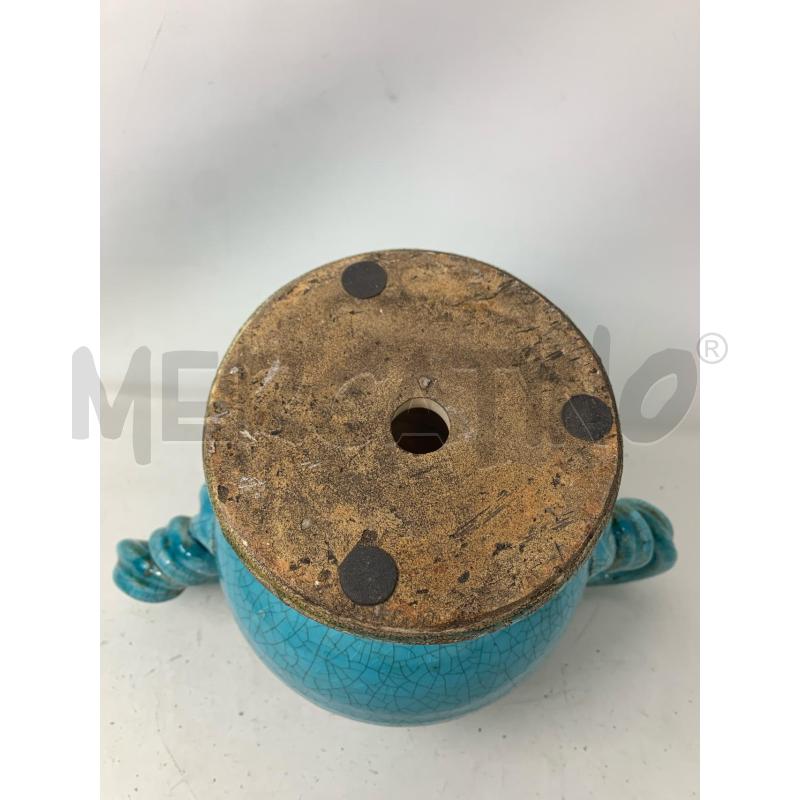 VASO CERAMICA COPPA SMALTO AZZURRO 2 MANICI NODO | Mercatino dell'Usato Roma re di roma 5