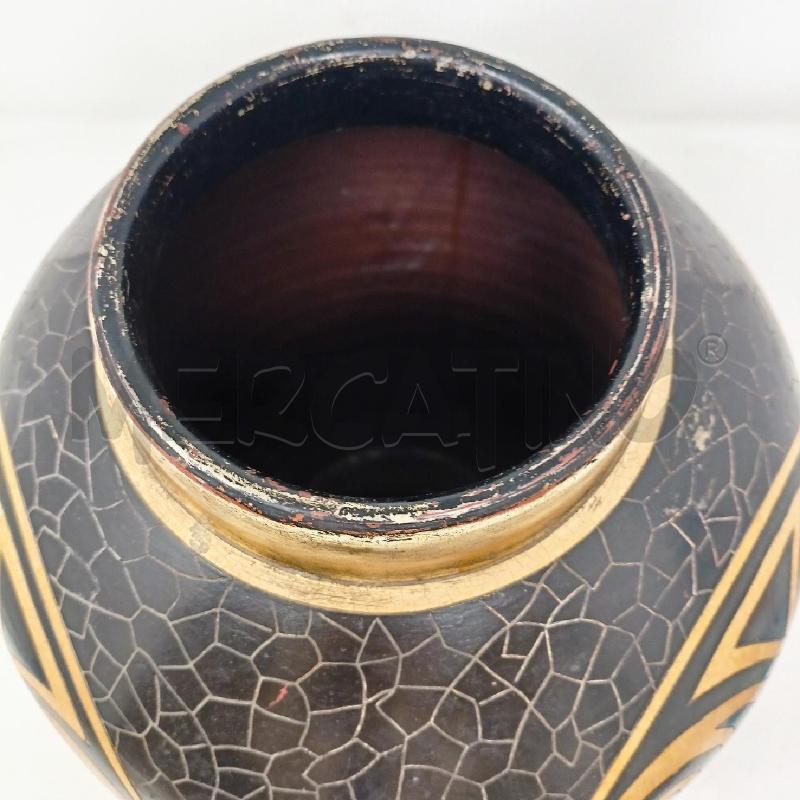 VASO CERAMICA DEC GEOMETRICO MARRONE NERO  UCCELLINI RAMO | Mercatino dell'Usato Roma re di roma 4