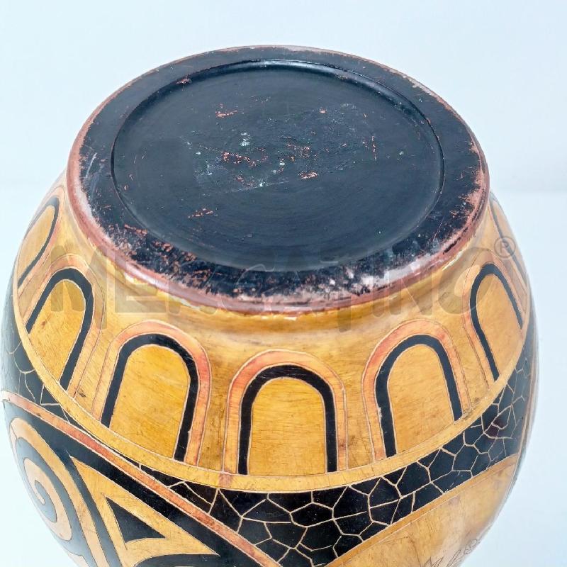 VASO CERAMICA DEC GEOMETRICO MARRONE NERO  UCCELLINI RAMO | Mercatino dell'Usato Roma re di roma 5