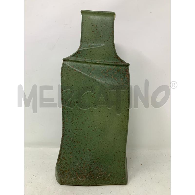 VASO CERAMICA FRANCO BUCCI QUADRANGOLARE VERDE | Mercatino dell'Usato Roma re di roma 1