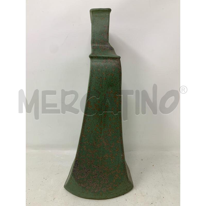 VASO CERAMICA FRANCO BUCCI QUADRANGOLARE VERDE | Mercatino dell'Usato Roma re di roma 2