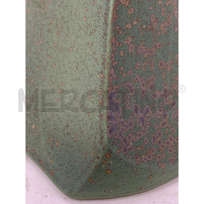 VASO CERAMICA FRANCO BUCCI QUADRANGOLARE VERDE | Mercatino dell'Usato Roma re di roma 5