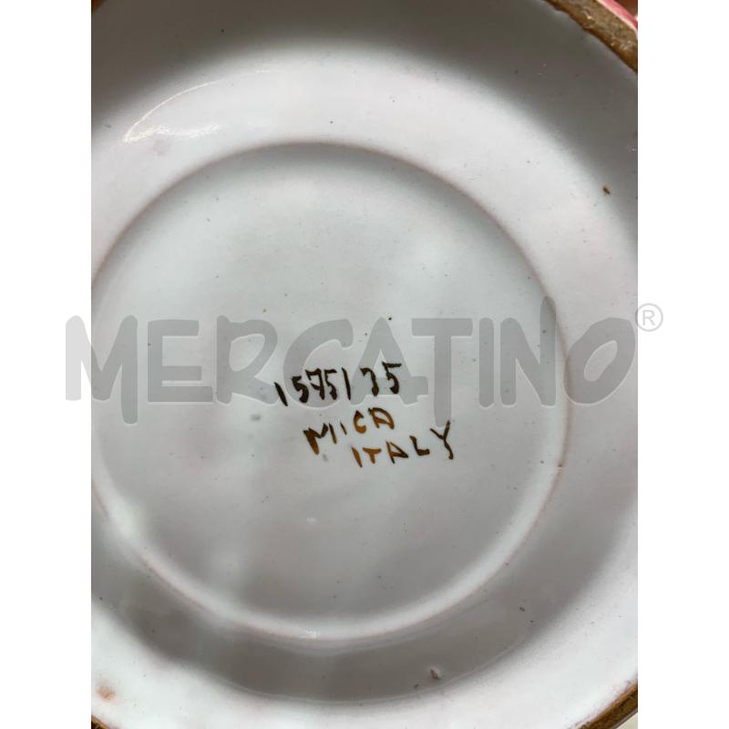 VASO CERAMICA ROSA BIASATO DORATO FIORI AZZURI RIGHE | Mercatino dell'Usato Roma re di roma 5