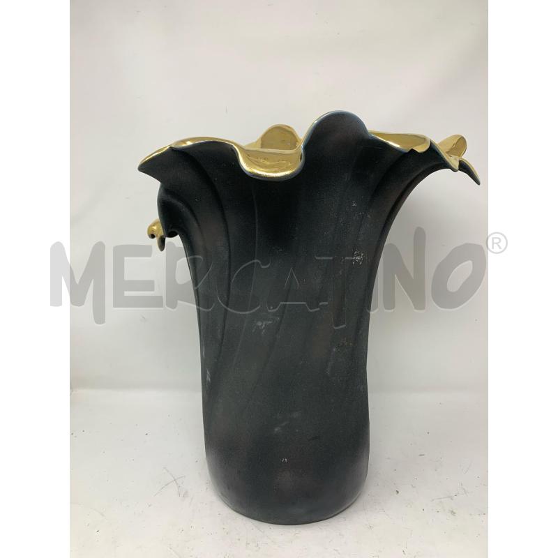 VASO CERAMICA SAN MARCO CONICO NERO BOCCA DORATA  | Mercatino dell'Usato Roma re di roma 3