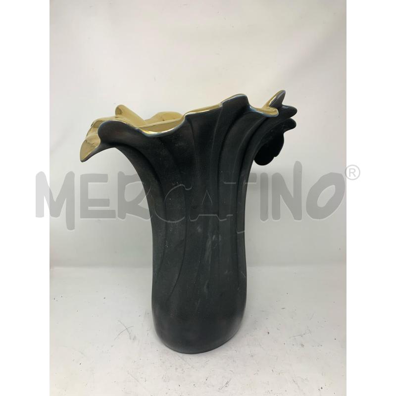 VASO CERAMICA SAN MARCO CONICO NERO BOCCA DORATA  | Mercatino dell'Usato Roma re di roma 4