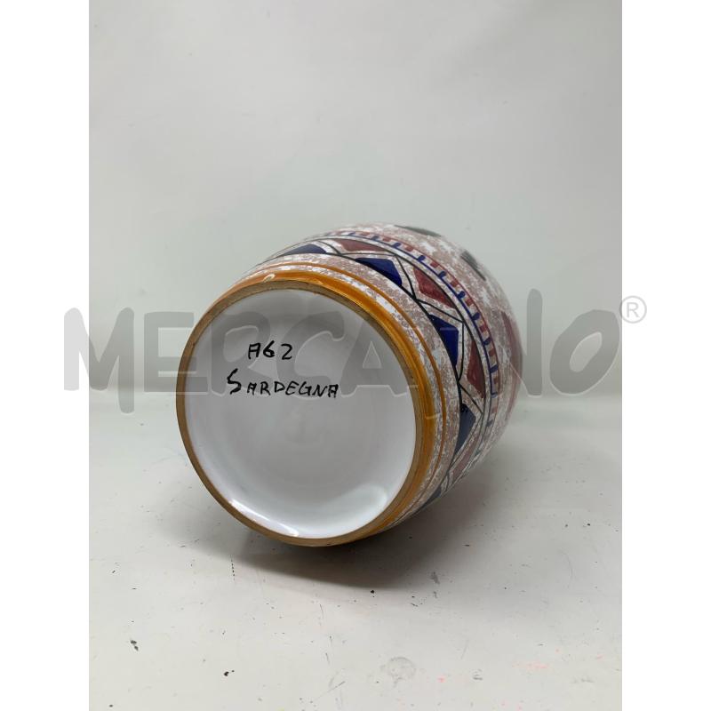 VASO CERAMICA SARDA PERSONE FASCE ROSSO BLU B MARRONCINO  | Mercatino dell'Usato Roma re di roma 2