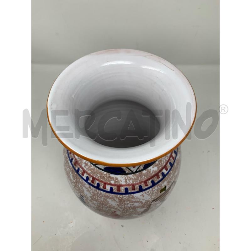 VASO CERAMICA SARDA PERSONE FASCE ROSSO BLU B MARRONCINO  | Mercatino dell'Usato Roma re di roma 4