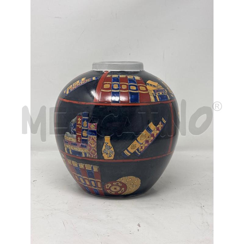 VASO CERAMICA SFERICO DEC LIBRI FASCE ROSSE | Mercatino dell'Usato Roma re di roma 1