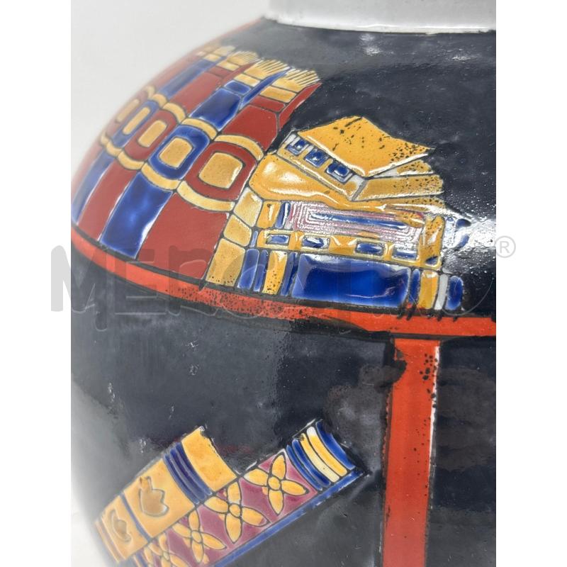 VASO CERAMICA SFERICO DEC LIBRI FASCE ROSSE | Mercatino dell'Usato Roma re di roma 2