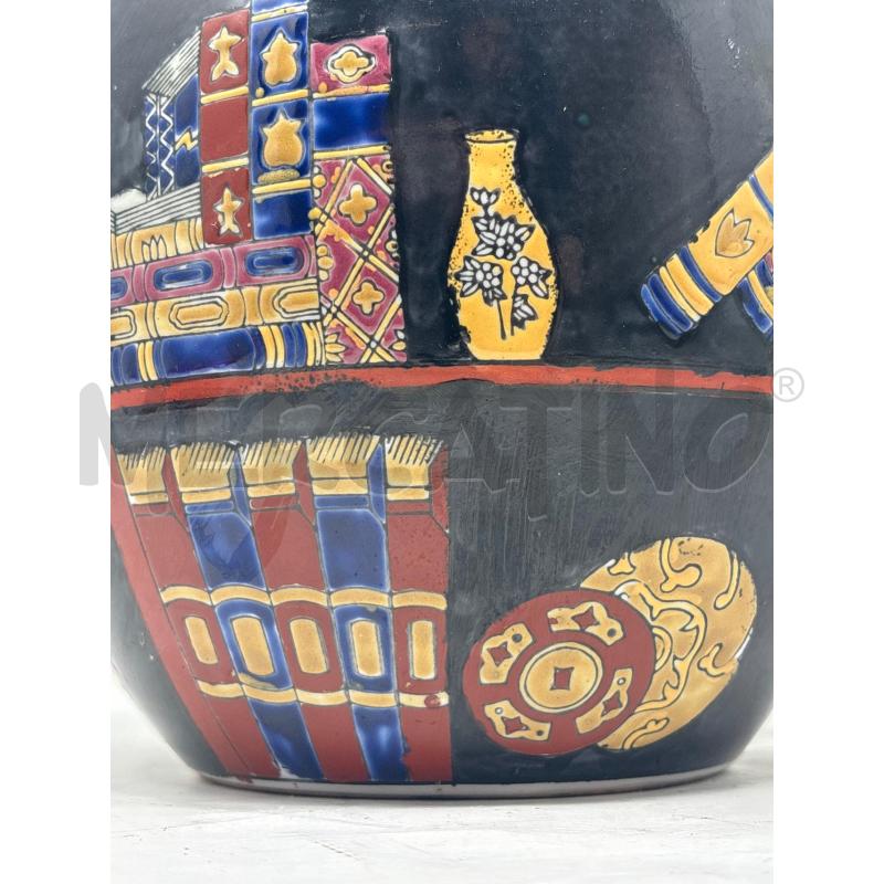 VASO CERAMICA SFERICO DEC LIBRI FASCE ROSSE | Mercatino dell'Usato Roma re di roma 5
