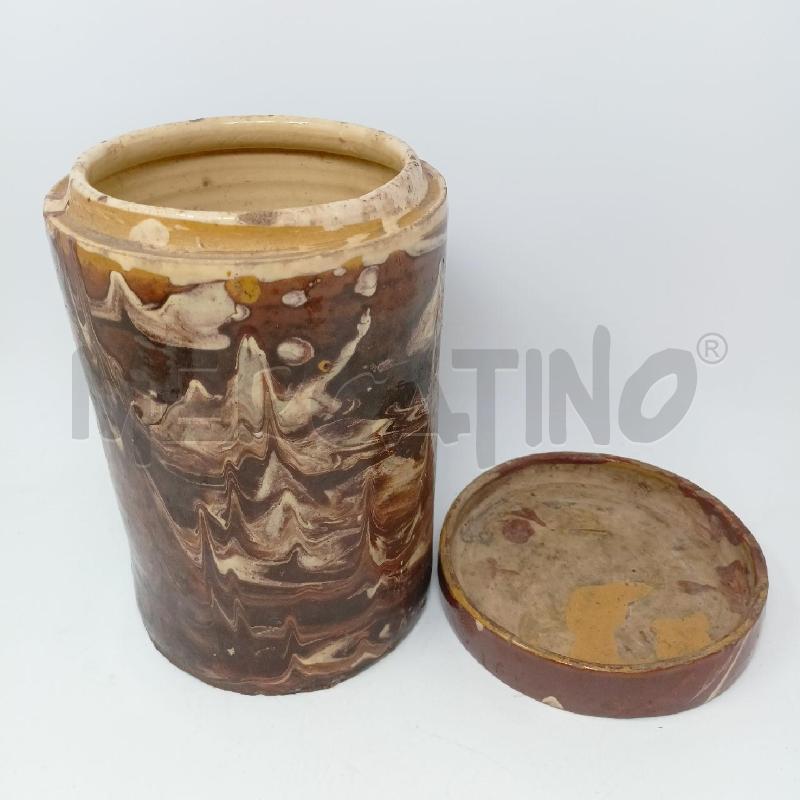 VASO CERAMICA SMALTATA EFFETTO COLATURE MARRONE CREMA  | Mercatino dell'Usato Roma re di roma 2