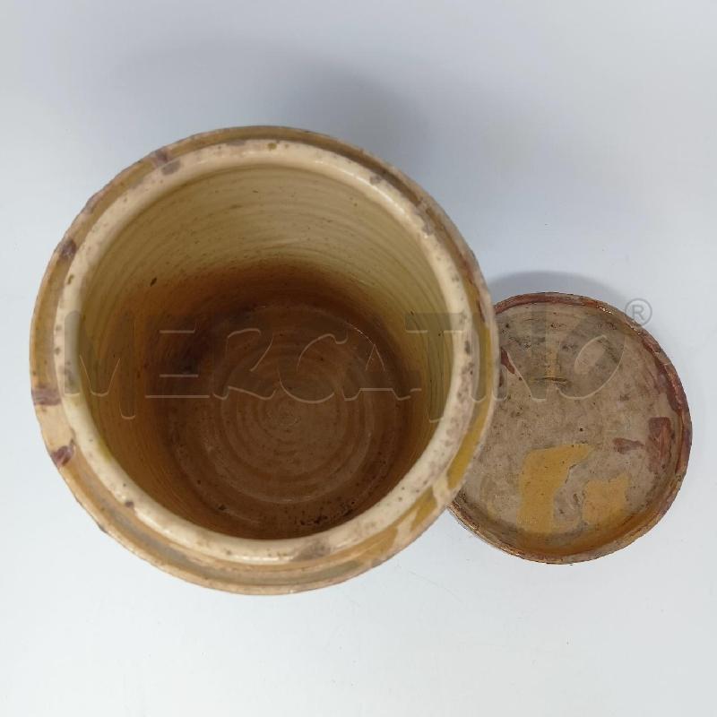 VASO CERAMICA SMALTATA EFFETTO COLATURE MARRONE CREMA  | Mercatino dell'Usato Roma re di roma 3