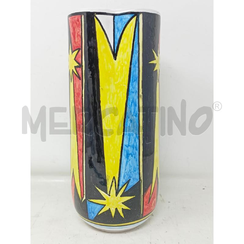 VASO CERAMICA STELLE GIALLE NERO ARANCIONE 3 CERCHI  | Mercatino dell'Usato Roma re di roma 1