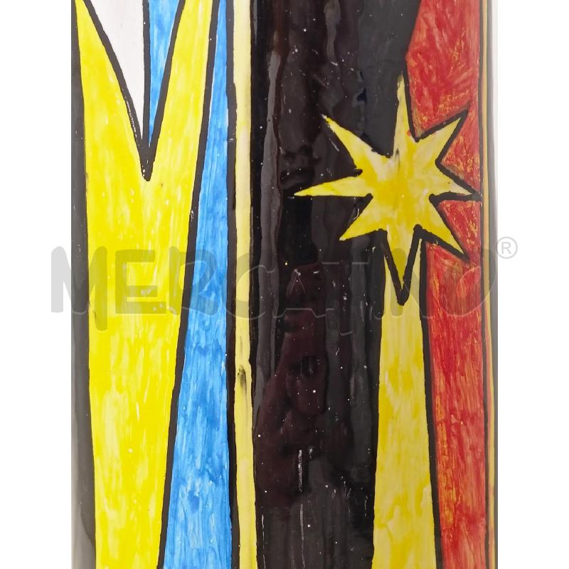 VASO CERAMICA STELLE GIALLE NERO ARANCIONE 3 CERCHI  | Mercatino dell'Usato Roma re di roma 4