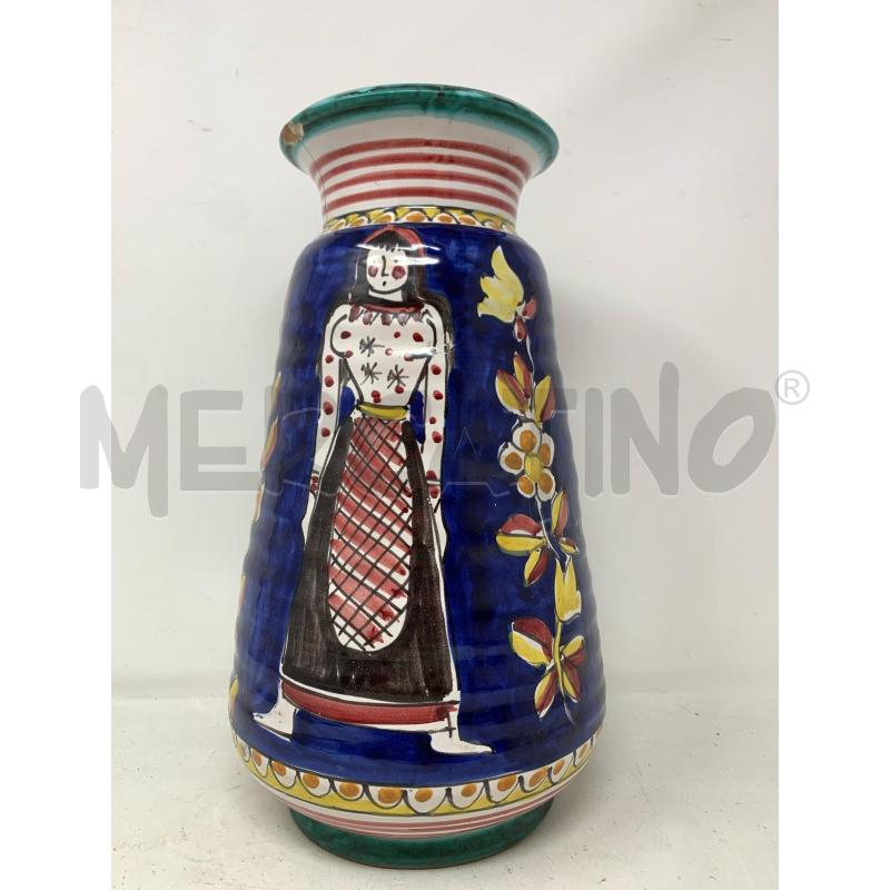 VASO CERAMICA VIETRI BLU UOMO DONNA BORDO AZZURRO DIFETTO | Mercatino dell'Usato Roma re di roma 1