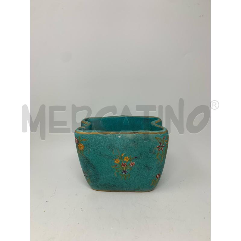 VASO CERAMICA '50 RETTANG FIORI FONDO VERDE B.DORAT | Mercatino dell'Usato Roma re di roma 1