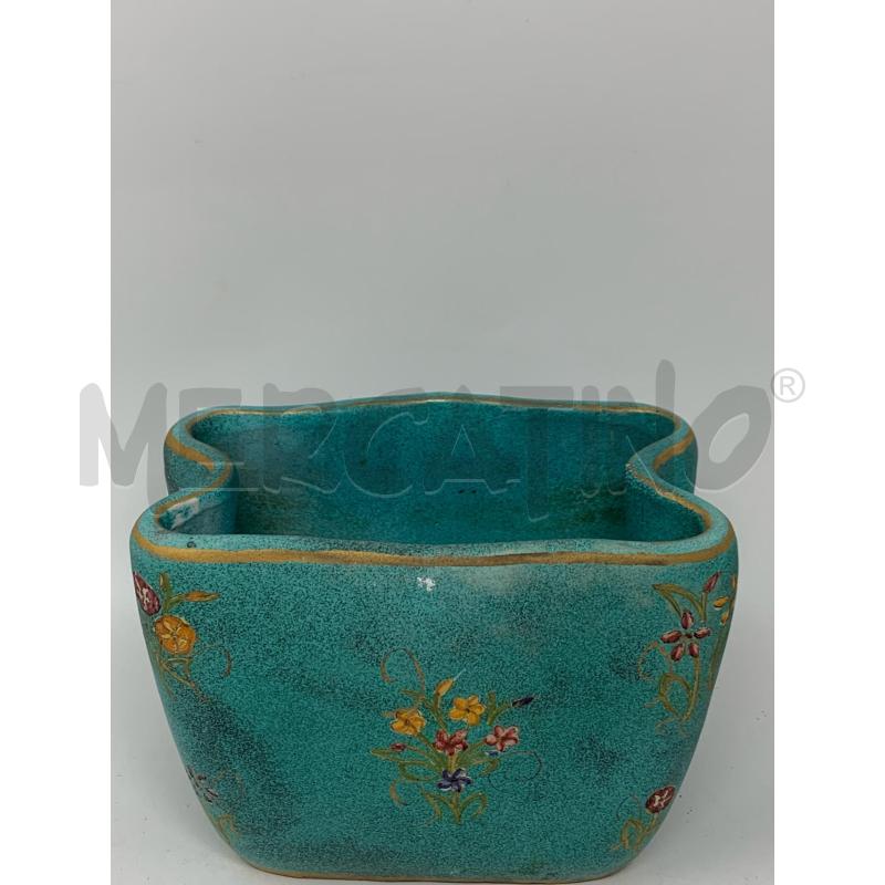 VASO CERAMICA '50 RETTANG FIORI FONDO VERDE B.DORAT | Mercatino dell'Usato Roma re di roma 2