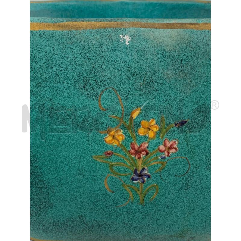 VASO CERAMICA '50 RETTANG FIORI FONDO VERDE B.DORAT | Mercatino dell'Usato Roma re di roma 3
