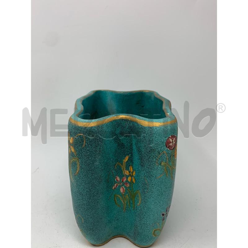 VASO CERAMICA '50 RETTANG FIORI FONDO VERDE B.DORAT | Mercatino dell'Usato Roma re di roma 4