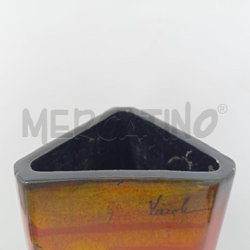 VASO CERAMICA  VARZOLI TRANGOLARE ARARANCIONE CASETTA | Mercatino dell'Usato Roma re di roma 3