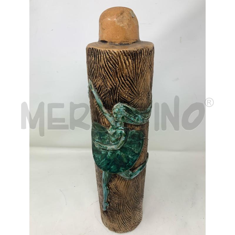 VASO CILINDRICO CERAMICA BALLERINA VERDE FONDO GRAFFIO | Mercatino dell'Usato Roma re di roma 1