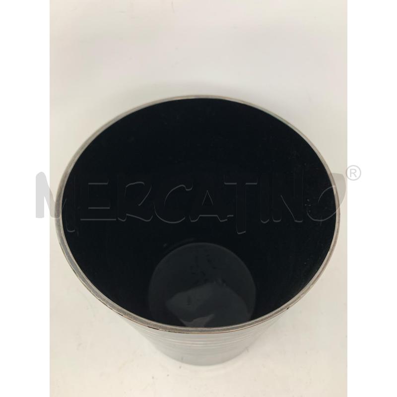 VASO CILINDRICO VETRO NERO SPIRALE SILVER A FASCE  | Mercatino dell'Usato Roma re di roma 3