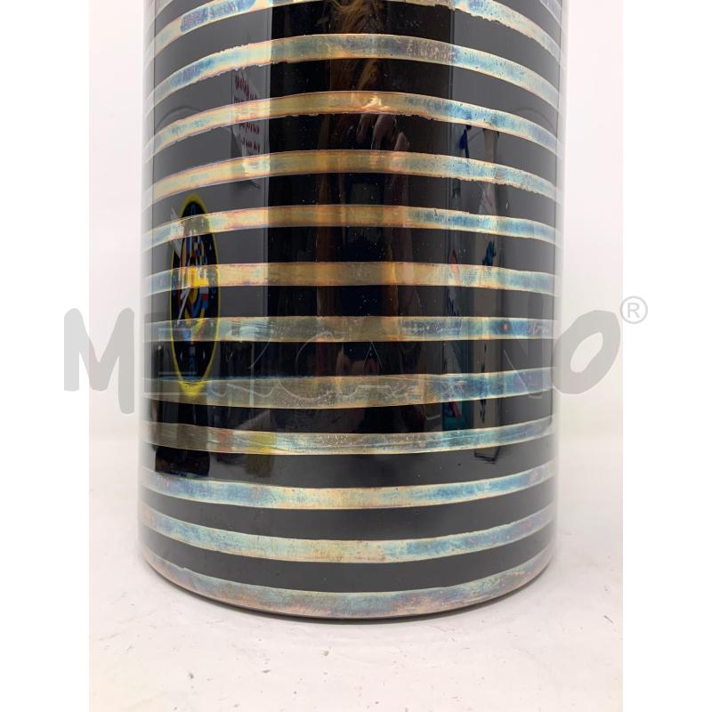 VASO CILINDRICO VETRO NERO SPIRALE SILVER A FASCE  | Mercatino dell'Usato Roma re di roma 4
