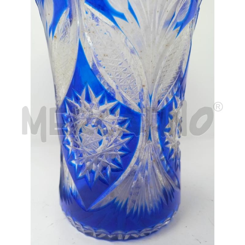 VASO CRISTALLO CONICO BLU DEC FOGLIE | Mercatino dell'Usato Roma re di roma 3