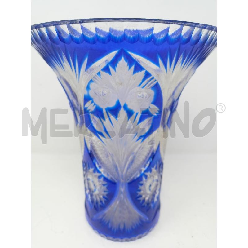 VASO CRISTALLO CONICO BLU DEC FOGLIE | Mercatino dell'Usato Roma re di roma 4