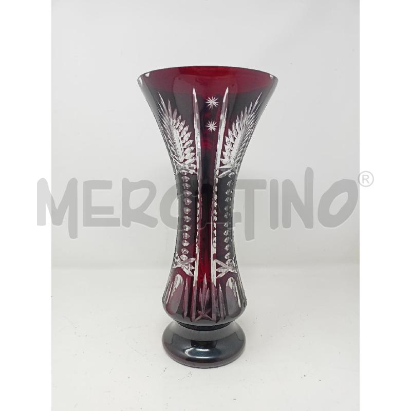 VASO CRISTALLO MOLATO BORDEAUX STELLE BASE TONDA  | Mercatino dell'Usato Roma re di roma 1