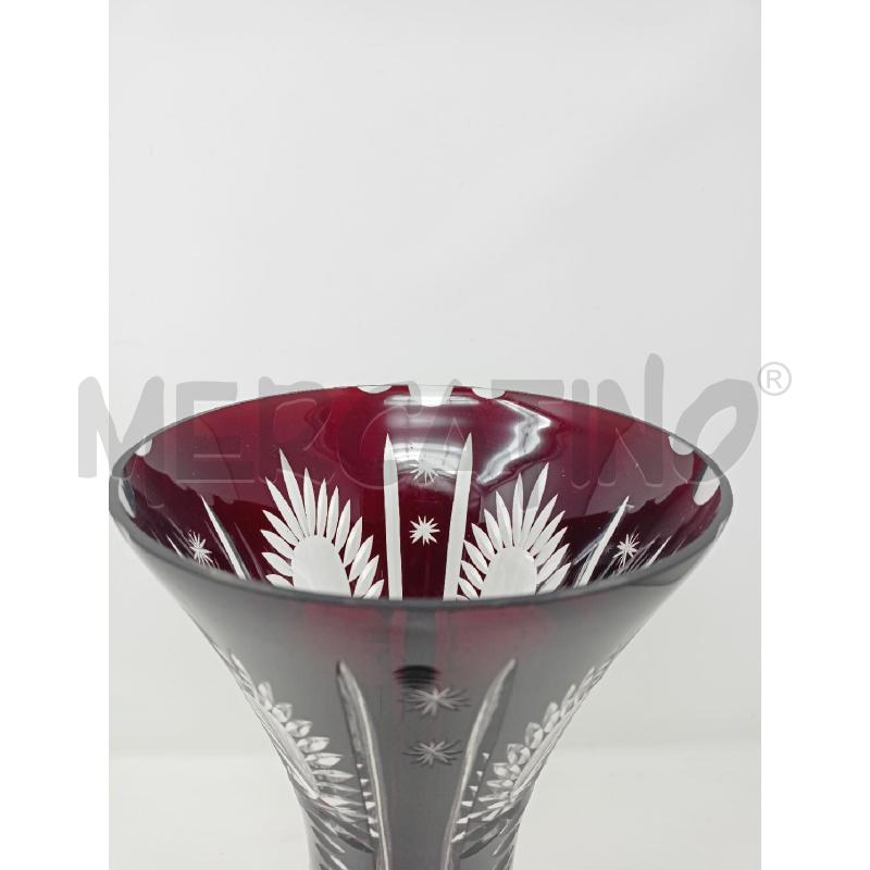 VASO CRISTALLO MOLATO BORDEAUX STELLE BASE TONDA  | Mercatino dell'Usato Roma re di roma 2
