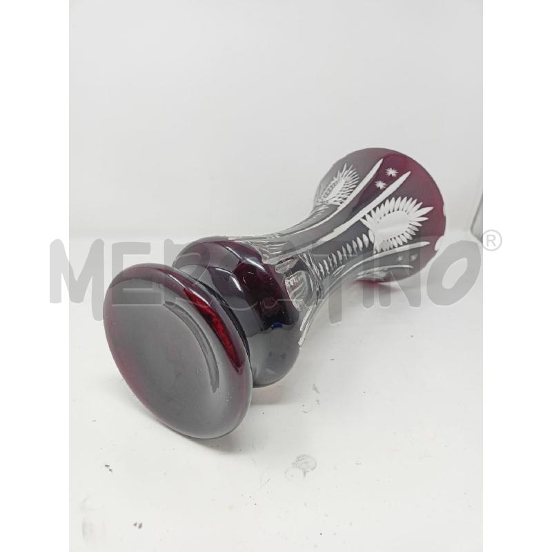 VASO CRISTALLO MOLATO BORDEAUX STELLE BASE TONDA  | Mercatino dell'Usato Roma re di roma 3