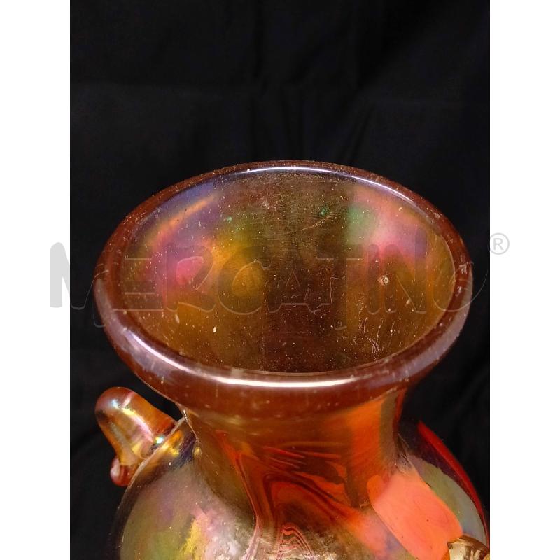 VASO MURANO VETRO IRIDESCENTE ARANCIO STRIATO 2 MANICI PICCOLI | Mercatino dell'Usato Roma re di roma 3
