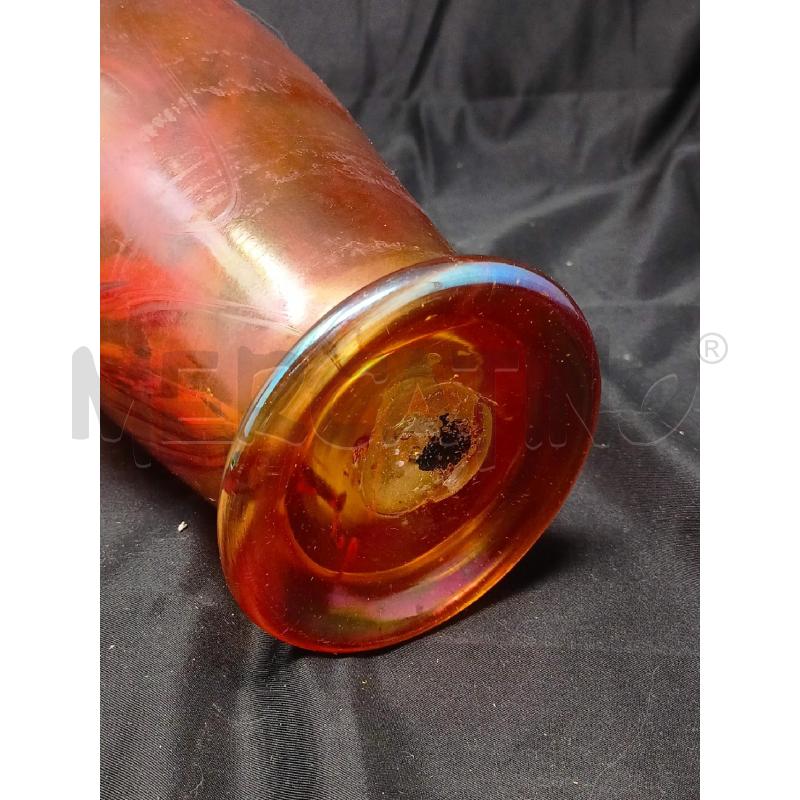 VASO MURANO VETRO IRIDESCENTE ARANCIO STRIATO 2 MANICI PICCOLI | Mercatino dell'Usato Roma re di roma 4
