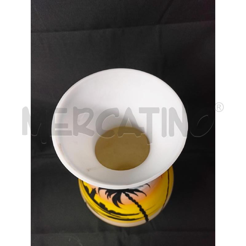 VASO OPALINA DEC TRAMONTO PALME NERE BORDI AZZURRI  | Mercatino dell'Usato Roma re di roma 3