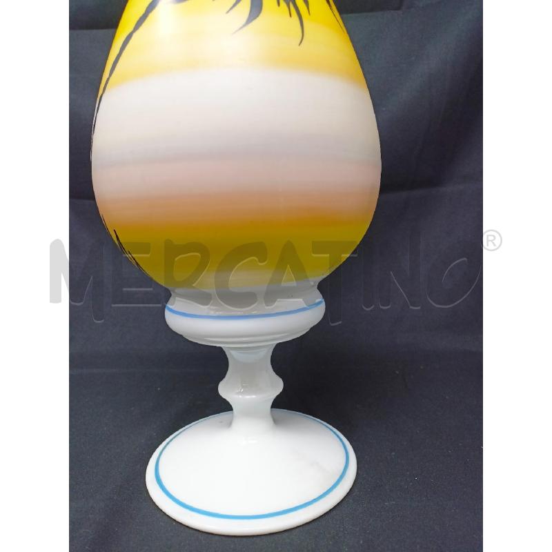 VASO OPALINA DEC TRAMONTO PALME NERE BORDI AZZURRI  | Mercatino dell'Usato Roma re di roma 5
