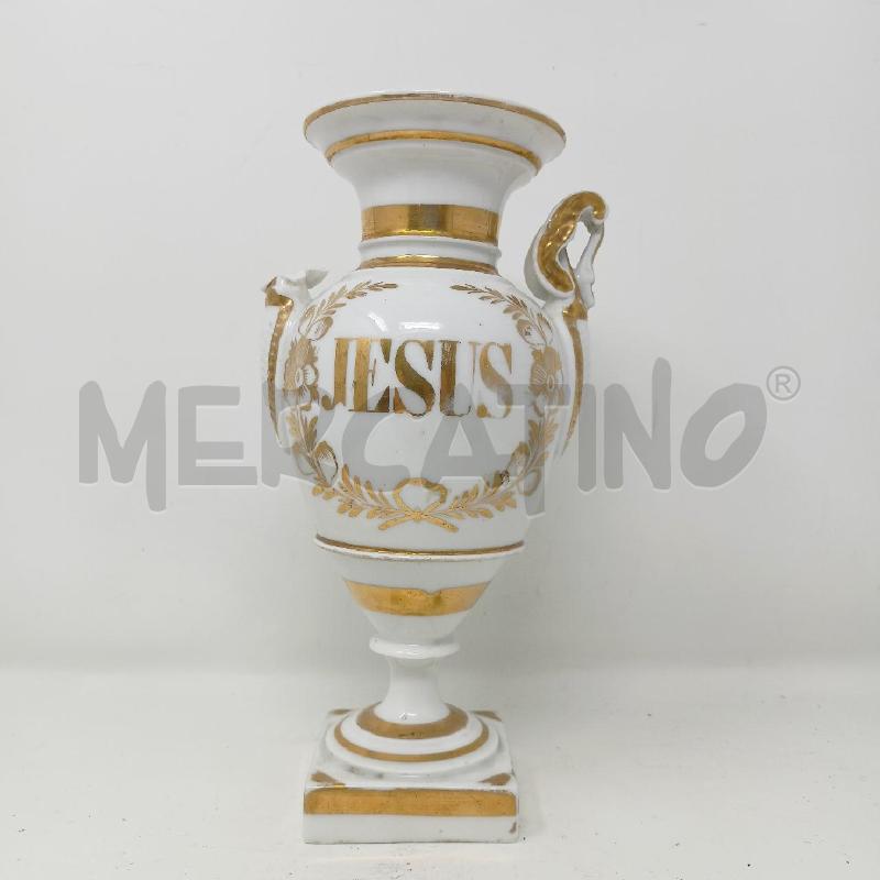 VASO PORC JESUS BIANCO DORATO 25CM | Mercatino dell'Usato Roma re di roma 1