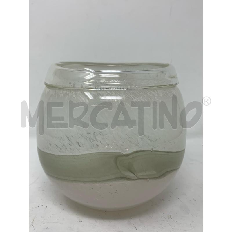VASO SFERICO VETRO STRIATO BIANCO  | Mercatino dell'Usato Roma re di roma 1