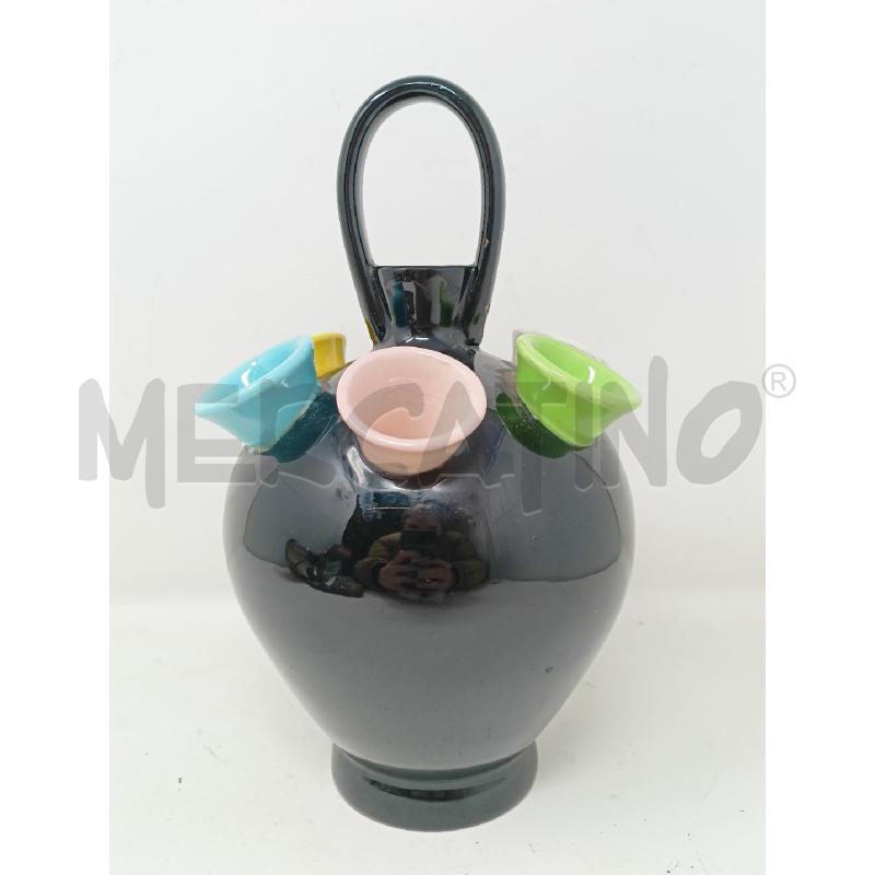 VASO TULIPANO CERAMICA FONDO NERO 6 BOCCHE | Mercatino dell'Usato Roma re di roma 1