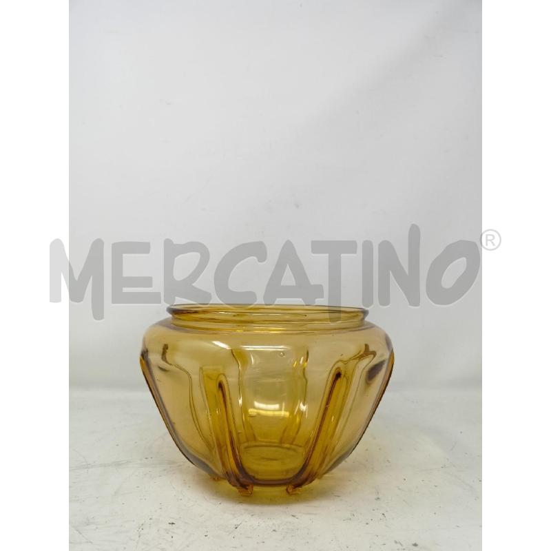 VASO VETRO AMBRATO FASCE VERTICVALI RILIEVO  | Mercatino dell'Usato Roma re di roma 1