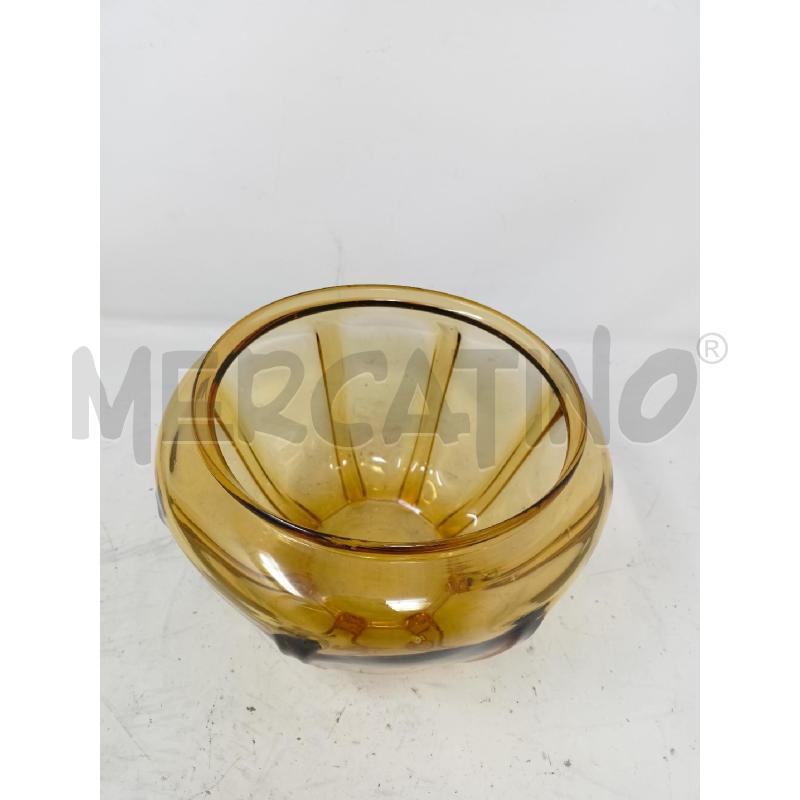 VASO VETRO AMBRATO FASCE VERTICVALI RILIEVO  | Mercatino dell'Usato Roma re di roma 2