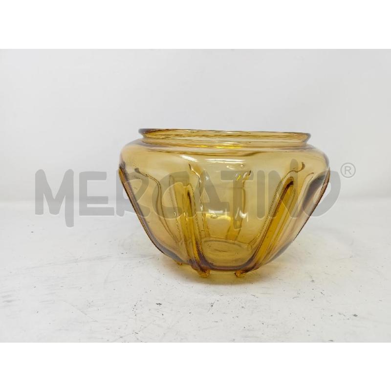 VASO VETRO AMBRATO FASCE VERTICVALI RILIEVO  | Mercatino dell'Usato Roma re di roma 3