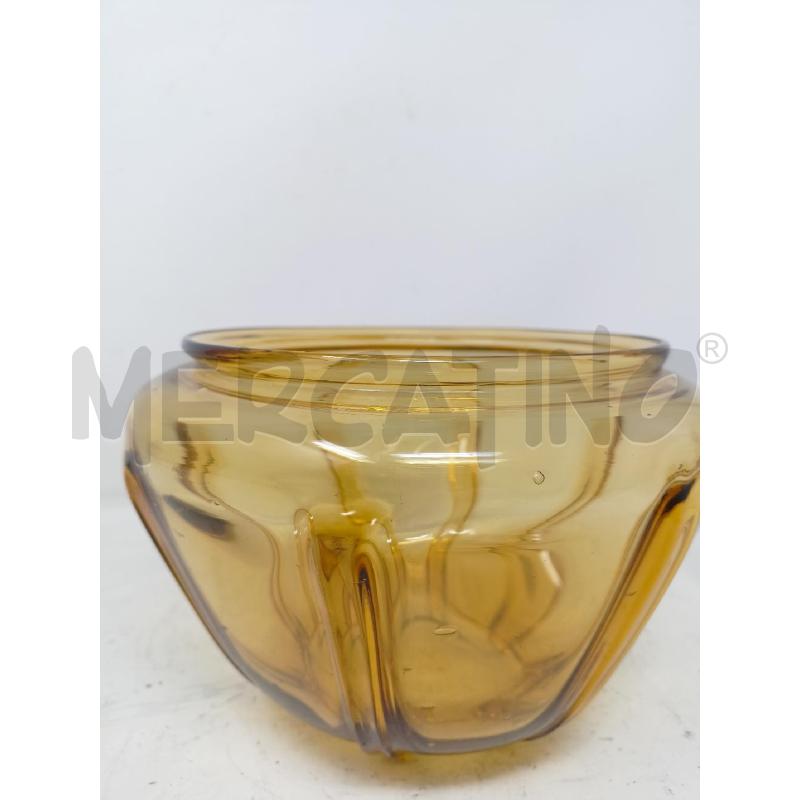 VASO VETRO AMBRATO FASCE VERTICVALI RILIEVO  | Mercatino dell'Usato Roma re di roma 4