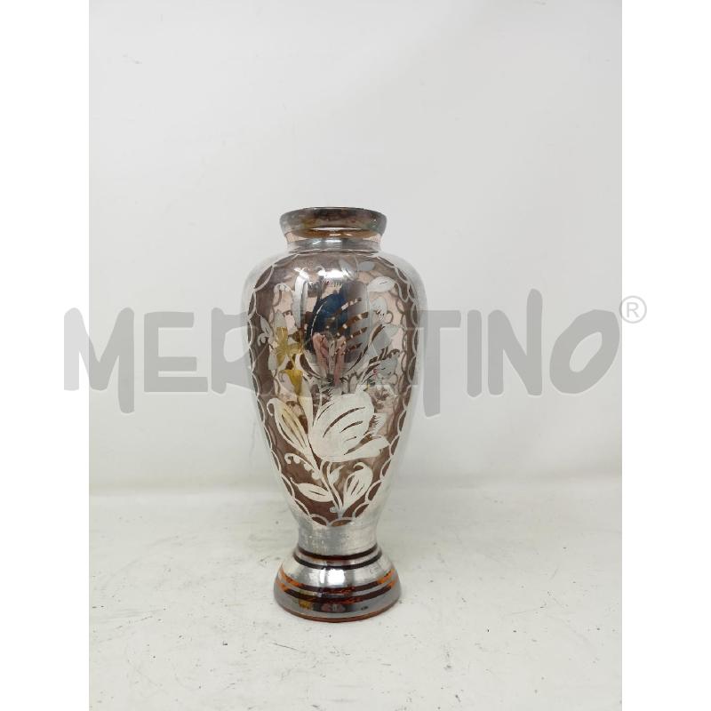 VASO VETRO ARANCIONE FIORI FASICA SILVER  | Mercatino dell'Usato Roma re di roma 1