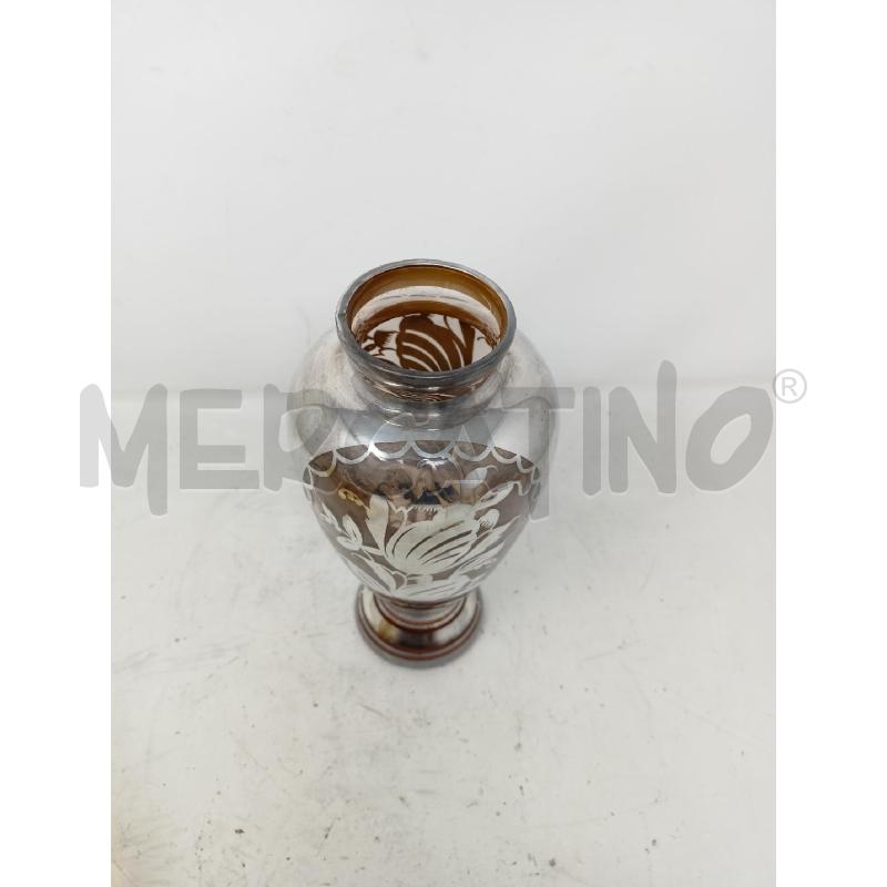 VASO VETRO ARANCIONE FIORI FASICA SILVER  | Mercatino dell'Usato Roma re di roma 2